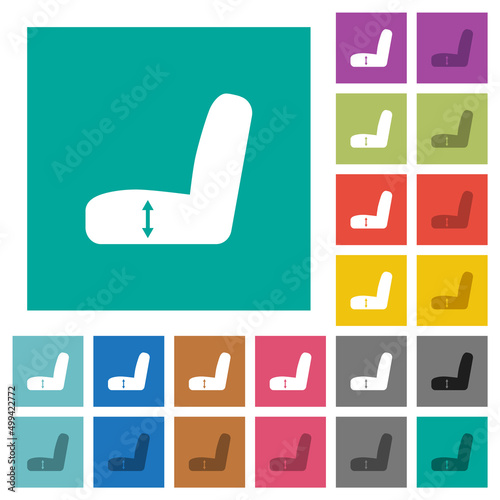 Car seat adjustment square flat multi colored icons