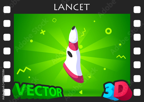 Lancet isometric design icon. Vector web illustration. 3d colorful concept