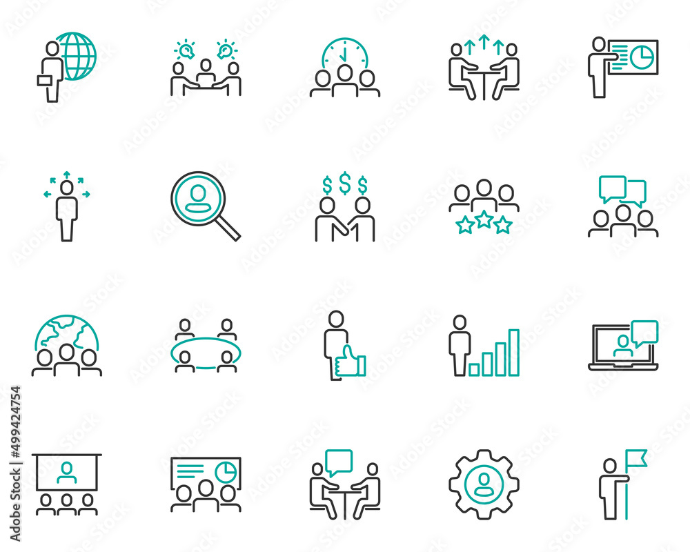 set of business people line icons, teamwork, group, meeting, member set of business people line icons, teamwork, group, meeting, member