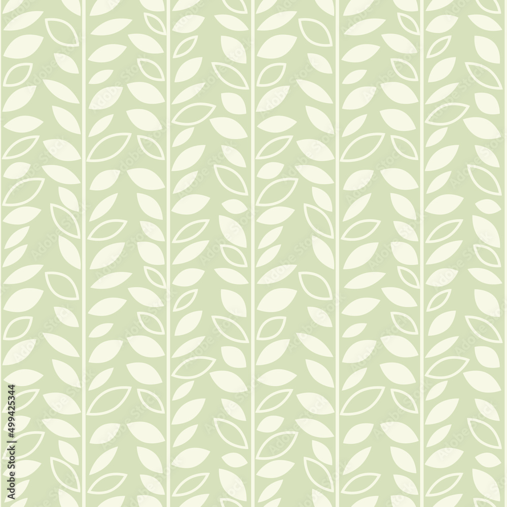 Pastel green leaf vector pattern, seamless botanical print, garland background Pastel green leaf vector pattern, seamless botanical print, garland background