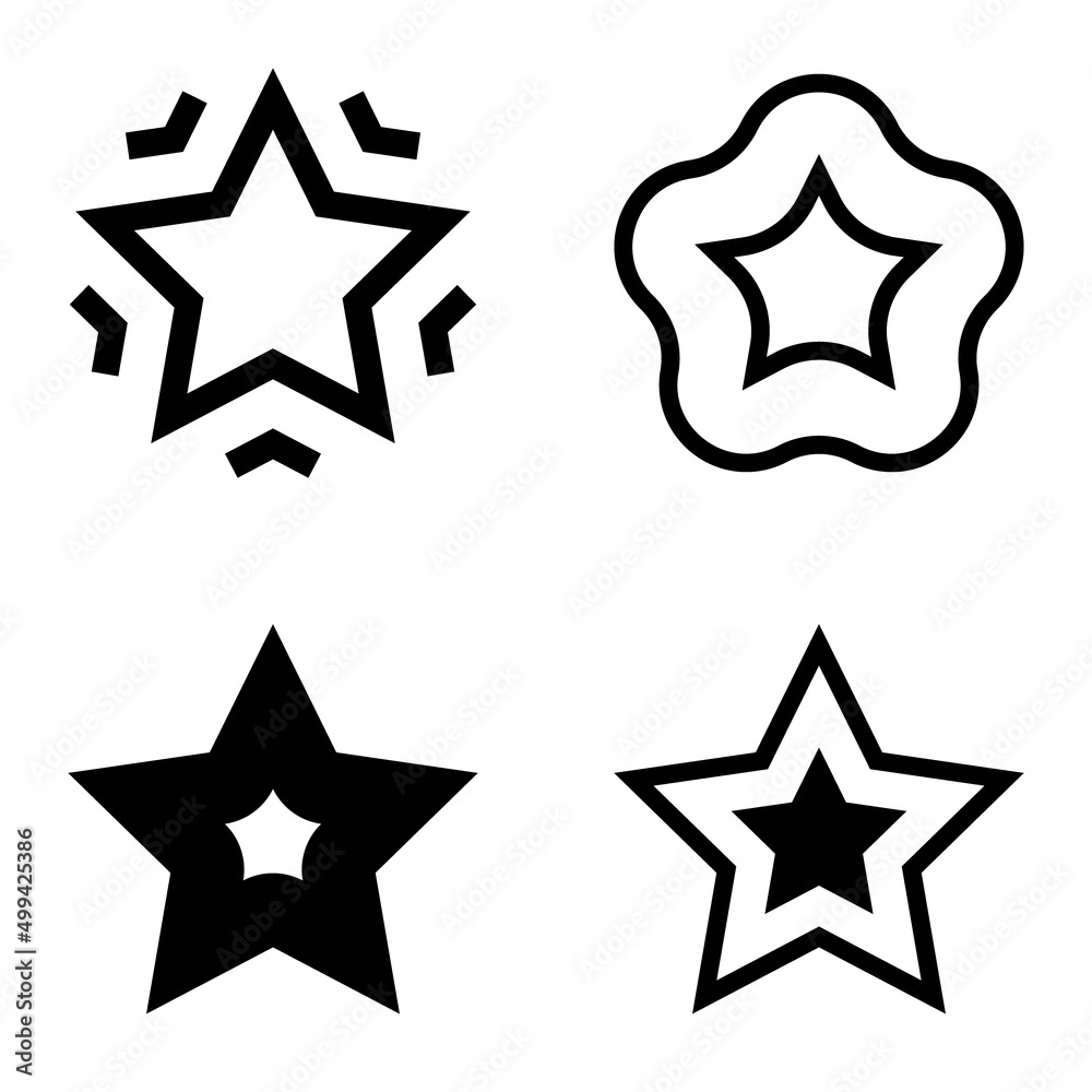 Obraz premium Stars Flat Icon Set Isolated On White Background