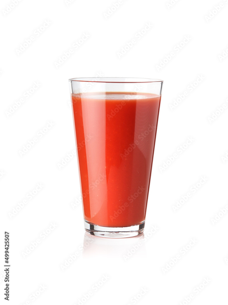 Healthy fresh tomato juice in glass isolated on white background Healthy fresh tomato juice in glass isolated on white background