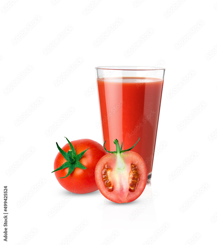Healthy fresh tomato juice in glass isolated on white background Healthy fresh tomato juice in glass isolated on white background