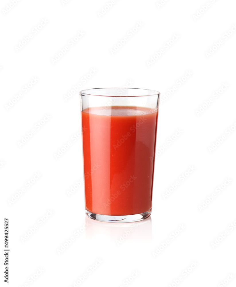 Healthy fresh tomato juice in glass isolated on white background Healthy fresh tomato juice in glass isolated on white background