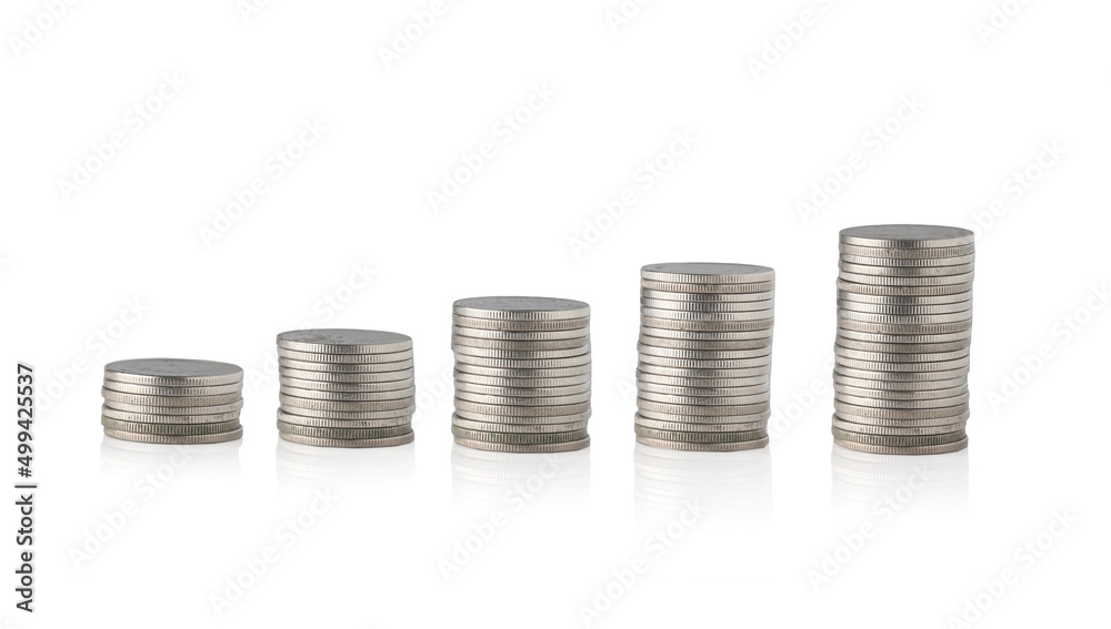 Pile of Coins on a white background. Investment concept Pile of Coins on a white background. Investment concept