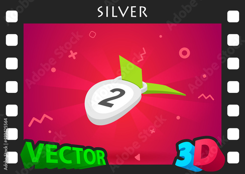 Silver isometric design icon. Vector web illustration. 3d colorful concept