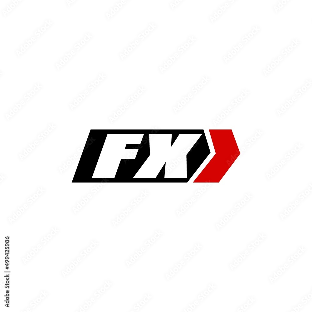 initial-letter-fx-logo-with-right-arrow-logo-design-stock-vector