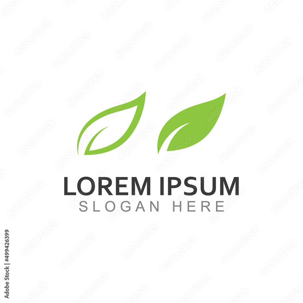 Green leaf logo. Garden, plants and nature vector design. Concept illustration vector template Green leaf logo. Garden, plants and nature vector design. Concept illustration vector template