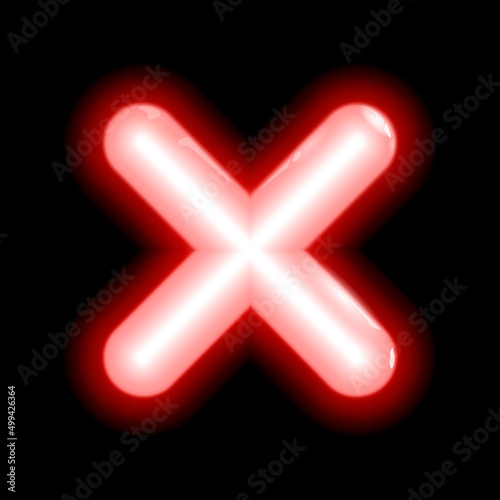 Red neon crosshair lamp icon, symbol cross. Plus sign. Modern ui element isolated on black. Vector.