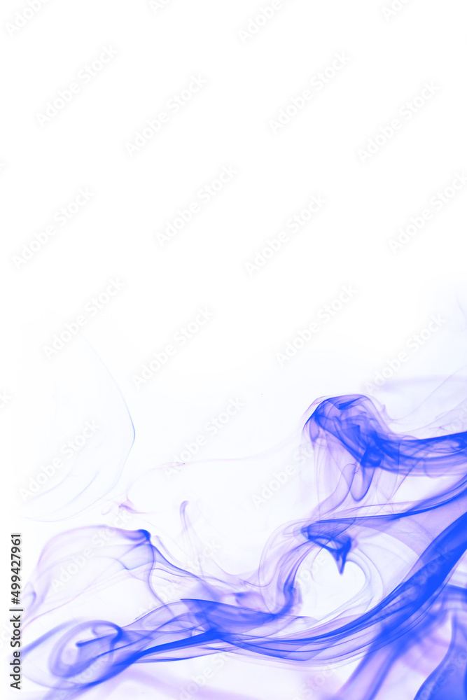 Blue smoke on white background