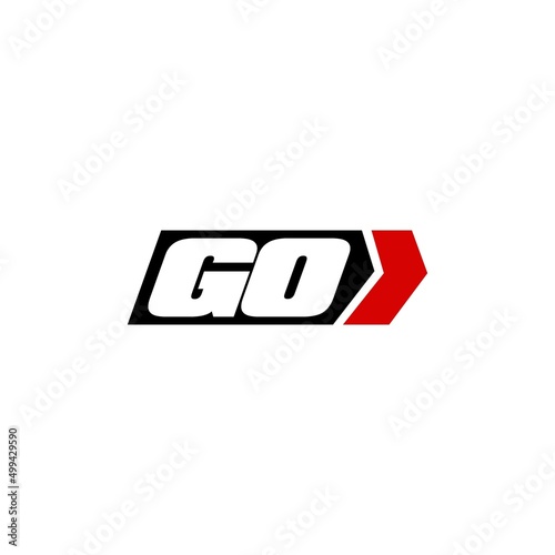 Initial letter GO logo with right arrow logo design