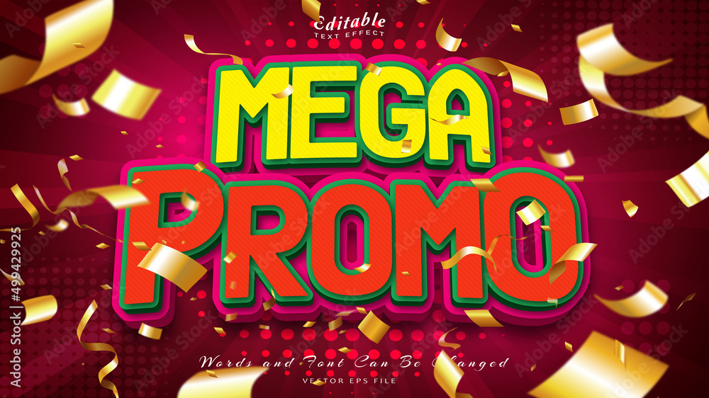 Mega promo 3d style text effect