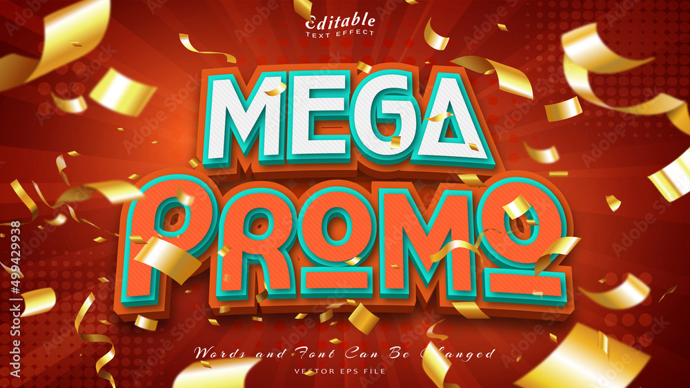 Mega promo 3d style text effect Stock Vector Adobe Stock