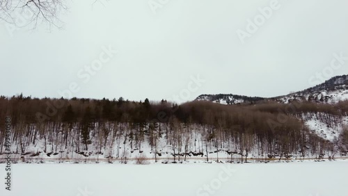 Winter landscape in Cubuk Karagol Nature Park. Snowy forests and mountains. Ankara Cubuk in Turkey
