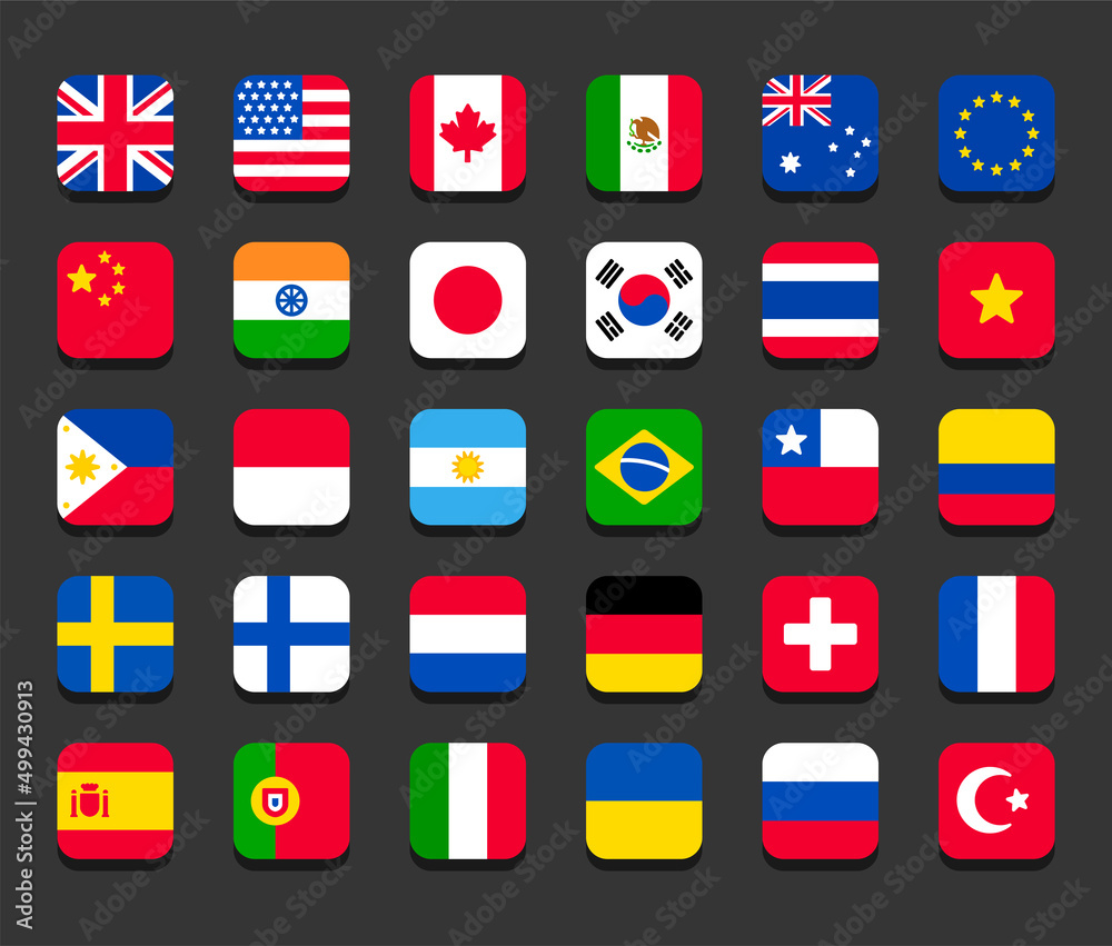30 Country flag icons 30 Country flag icons