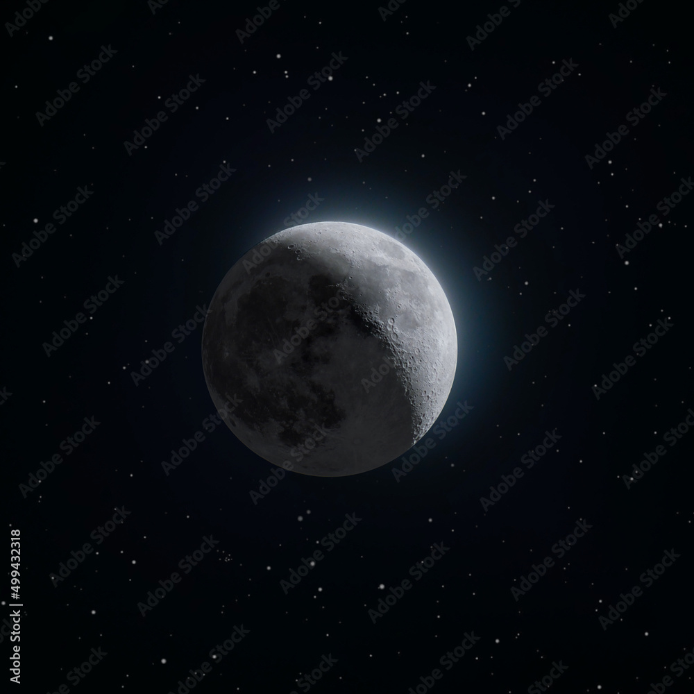 HDR Moon shot against star backdrop