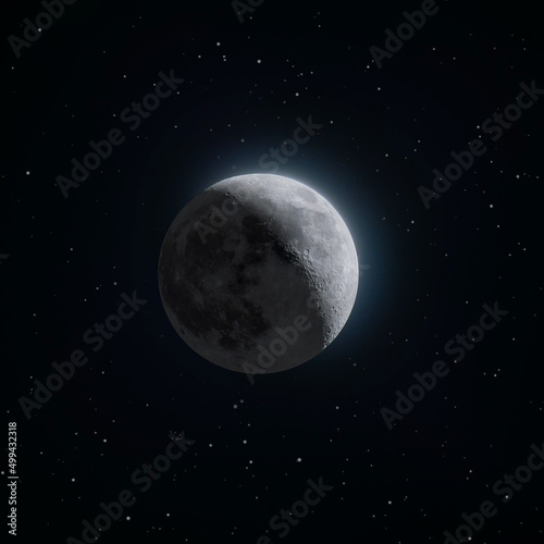 HDR Moon shot against star backdrop