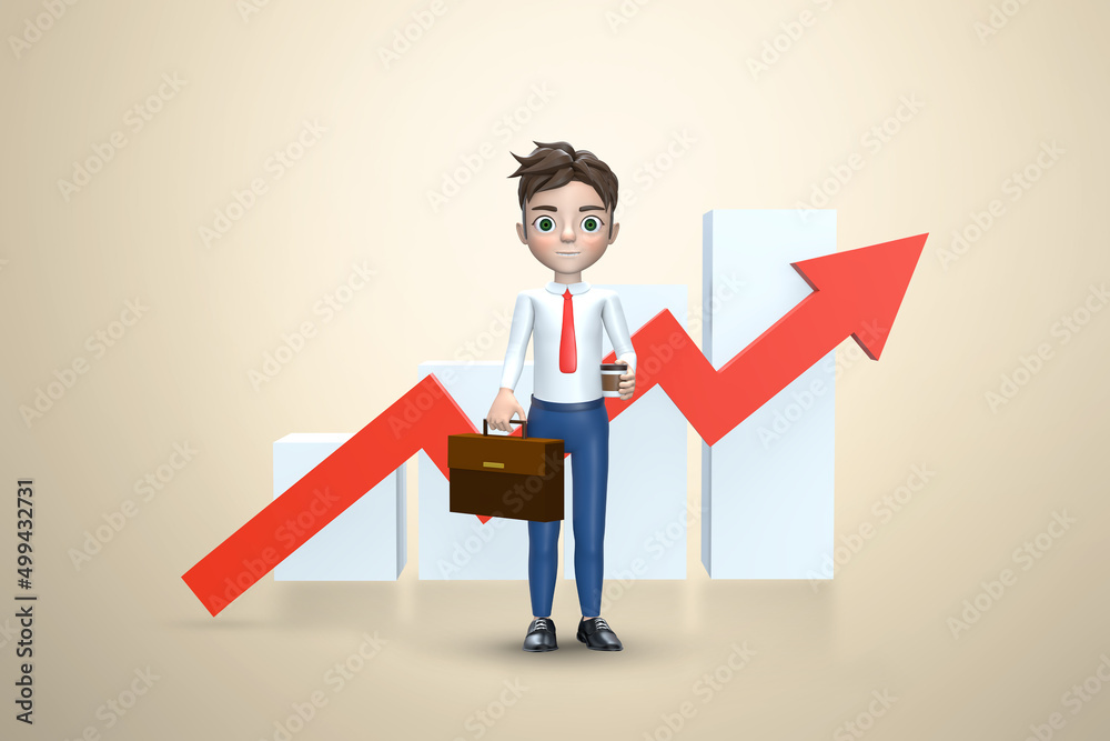 3D rendering Concept of financial growth. Dashboard with the analysis of finance businessman 3D rendering Concept of financial growth. Dashboard with the analysis of finance businessman
