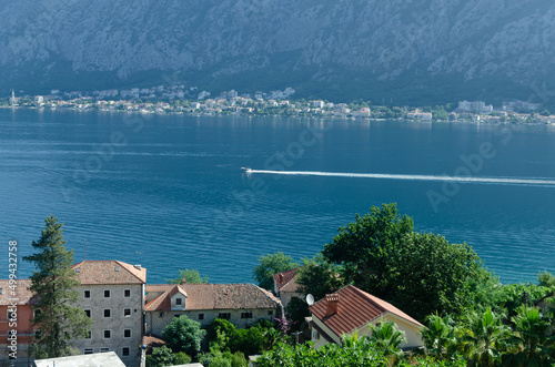 View to the Kotor Bay and the town of Dobrota