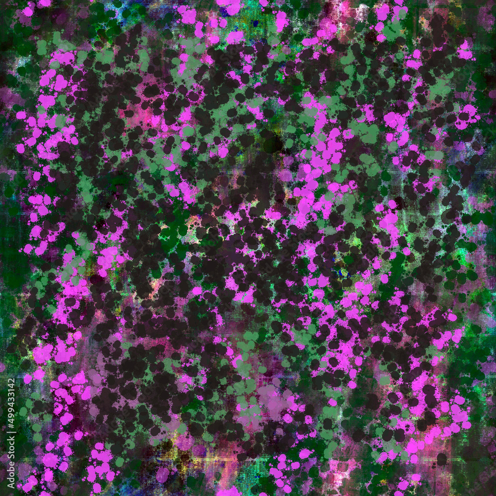 Abstract colorful painted pattern with small neon spots, blots and smudges