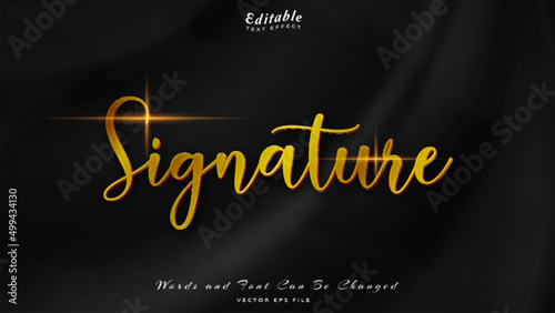 signature editable text effect with black wavy background. black silk luxury background.