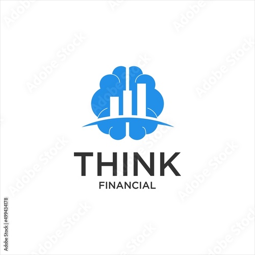 think smart financial logo. growth brain vector illustration