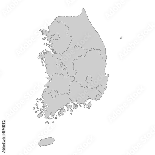 Outline political map of the South Korea. High detailed vector illustration.