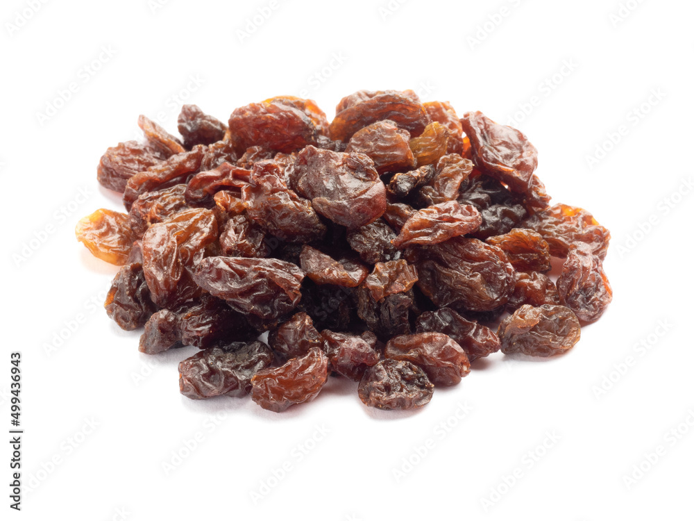 Bunch of Raisin isolated on white background. Macro. Healthy food concept Bunch of Raisin isolated on white background. Macro. Healthy food concept