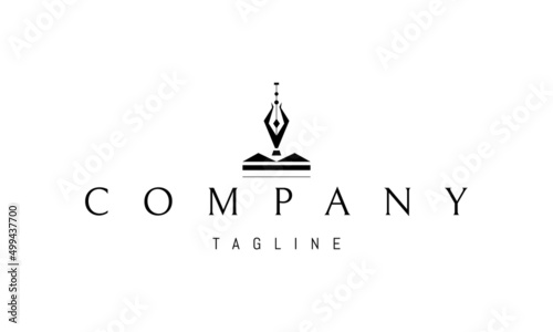 Vector logo on which an abstract image of a meditating yogi with raised hands.