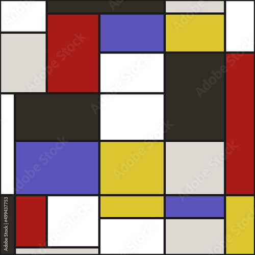 Vector picture of modrian. It can be seamless, a picture of rectangles. Modern and popular abstract style.