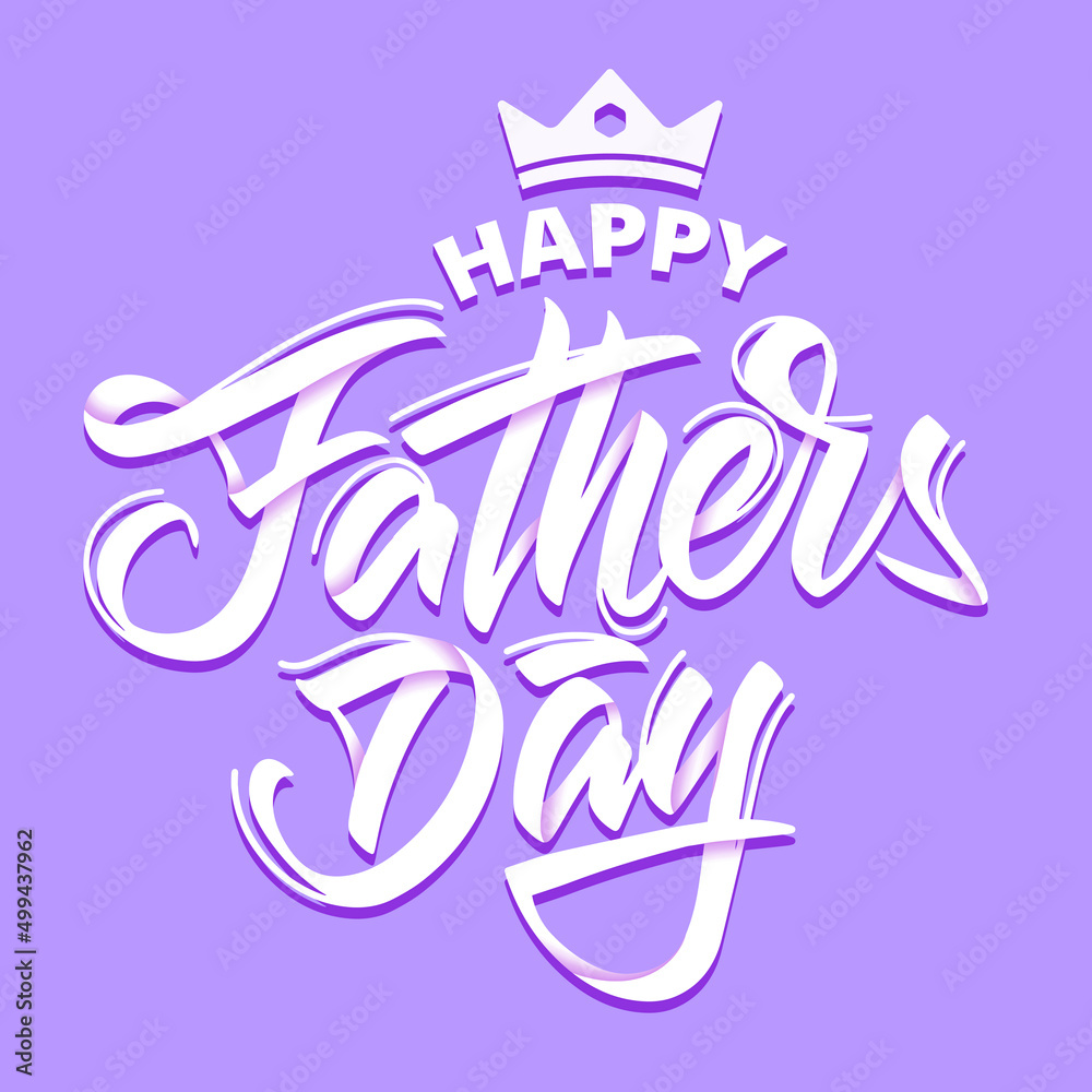 Father's day card in lettering style on lavender background for holiday design and printing. Vector illustration.