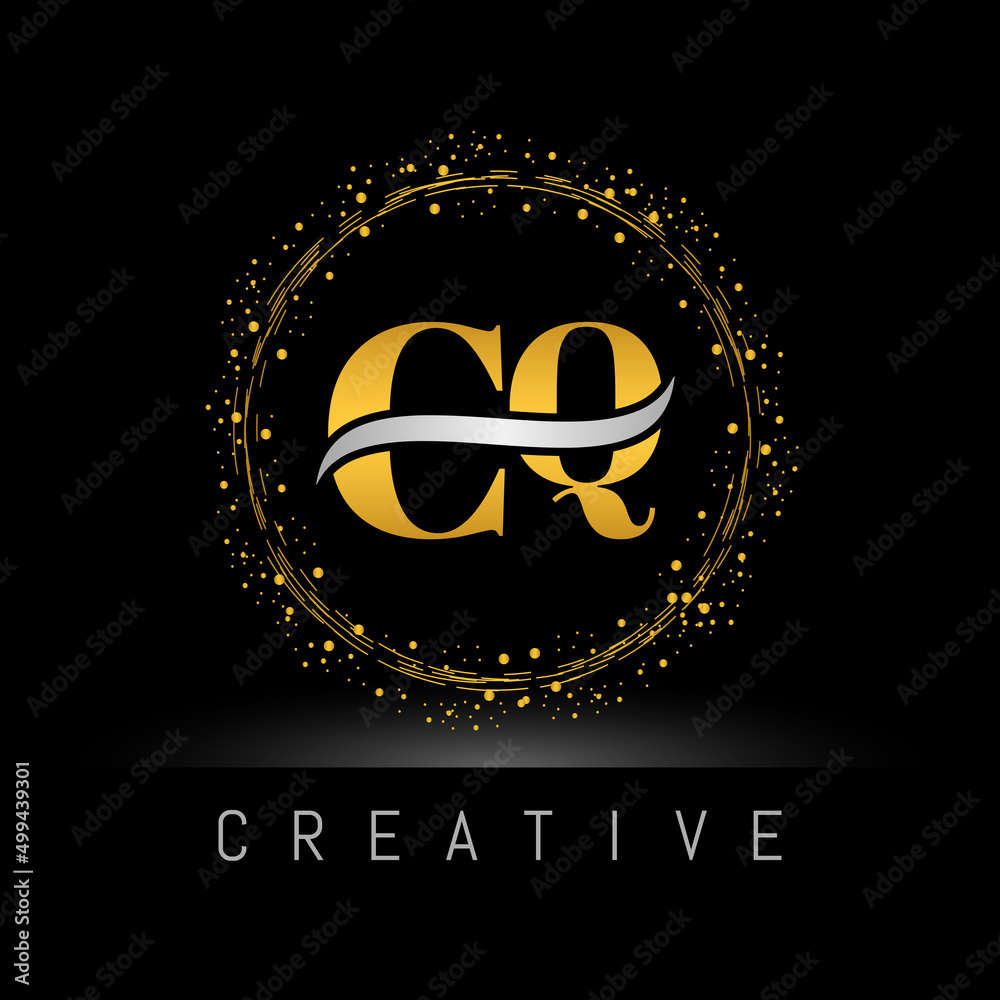 Obraz premium letter CQ Logo Design Vector Template. Initial Gold And Silver Letter Design CQ Vector Illustration.