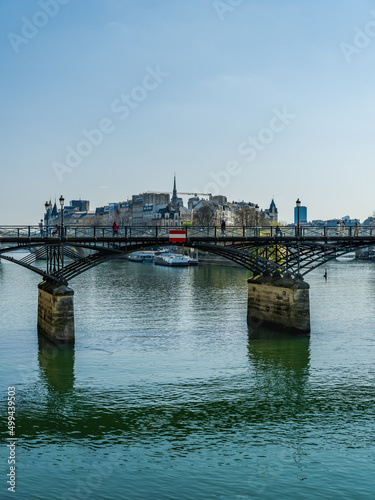 Pont des Arts bridge and Île de la Cité the island in the river Seine