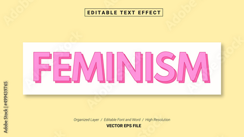Editable Feminism Font Typography Template Text Effect Style Lettering Vector Illustration Logo