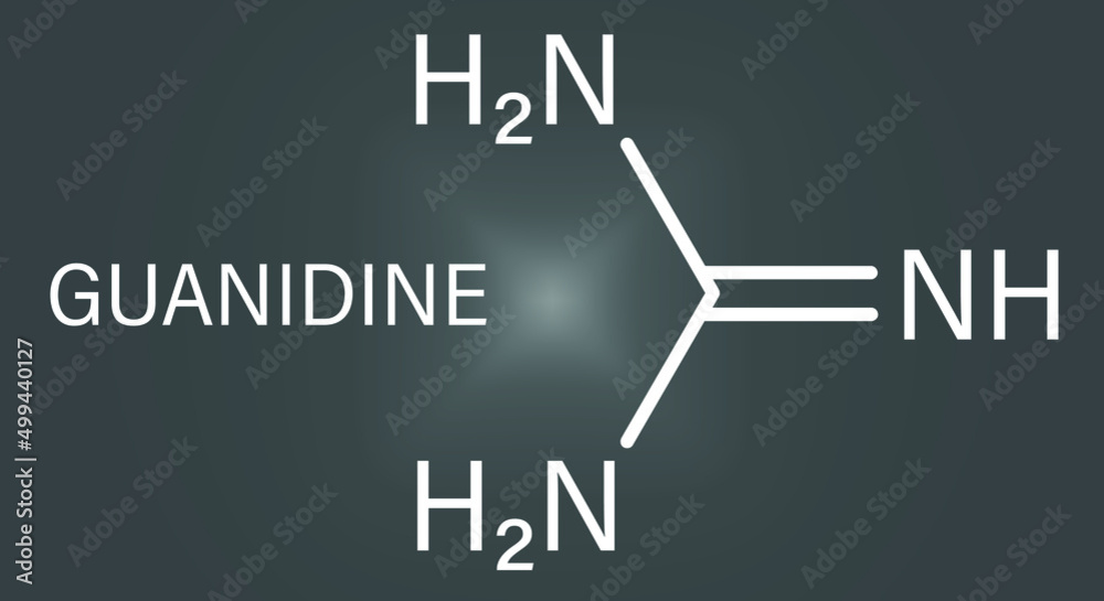 Guanidine molecule. Skeletal chemical formula. Guanidine molecule. Skeletal chemical formula.