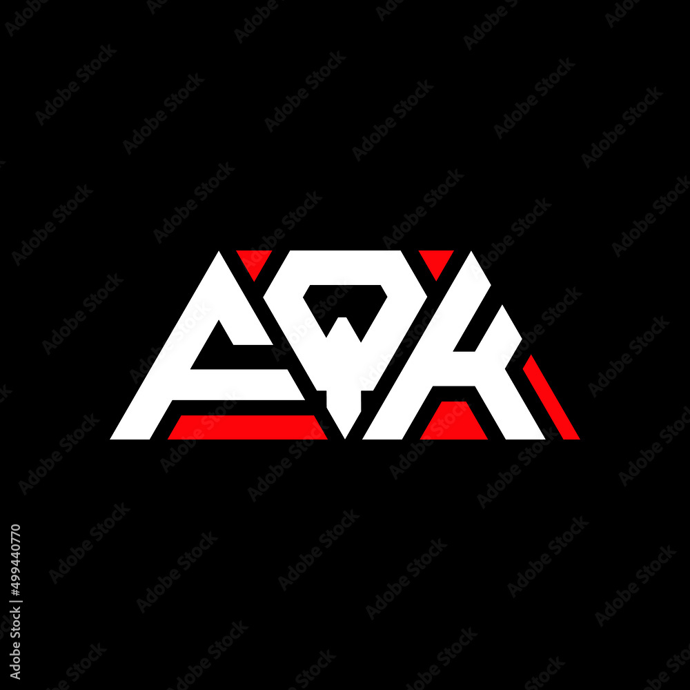 FQK triangle letter logo design with triangle shape. FQK triangle logo design monogram. FQK triangle vector logo template with red color. FQK triangular logo Simple, Elegant, and Luxurious Logo...