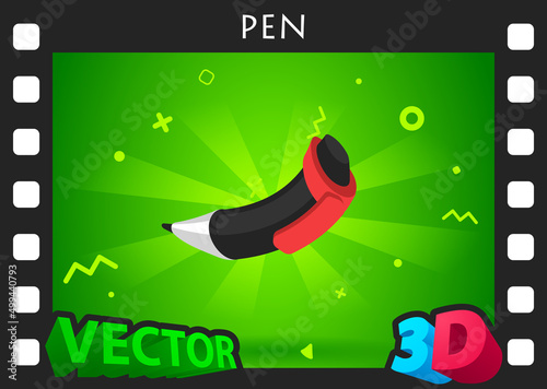 Pen isometric design icon. Vector web illustration. 3d colorful concept
