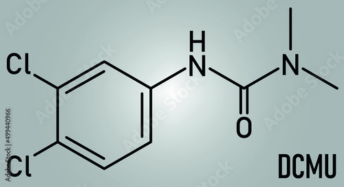 Diuron (DCMU) herbicide molecule, skeletal chemical formula.