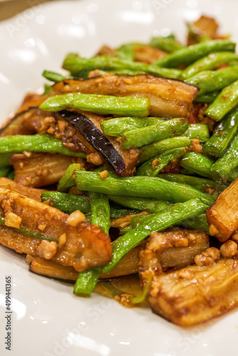 A delicious Chinese dish, Braised Beans with Eggplant
