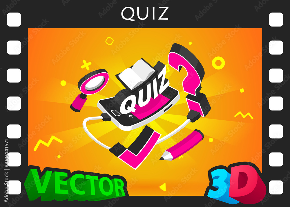 Quiz isometric design icon. Vector web illustration. 3d colorful concept Quiz isometric design icon. Vector web illustration. 3d colorful concept