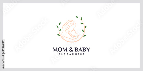 Mom and baby logo with element concept