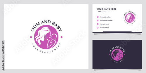 Mom and baby logo with negative space concept