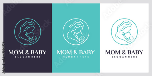Mom and baby logo with creative concept