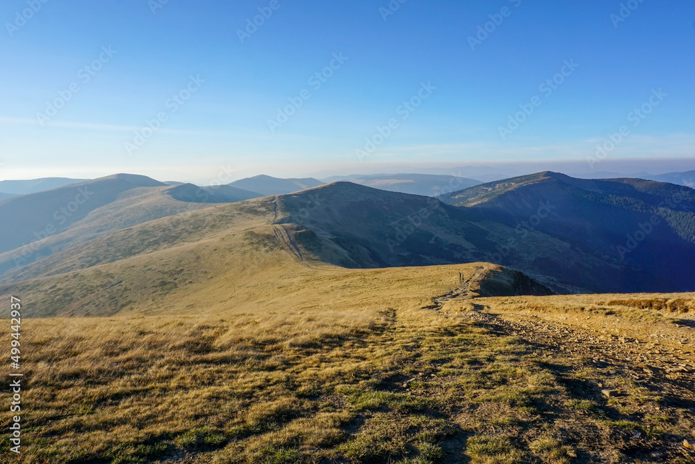 the autumn ridge in the Carpathian mountains