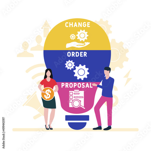 COP - Change Order Proposal acronym. business concept background. vector illustration concept with keywords and icons. lettering illustration with icons for web banner, flyer, landing pag