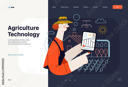 Technology Memphis - agriculture technology -modern flat vector concept digital illustration of farm agriculture remote control. Creative landing web page template