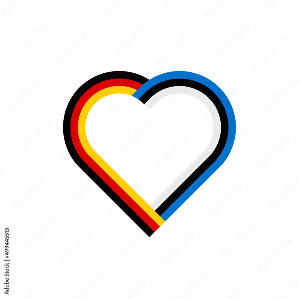 unity concept. heart ribbon icon of germany and estonia flags. vector illustration isolated on white background unity concept. heart ribbon icon of germany and estonia flags. vector illustration isolated on white background
