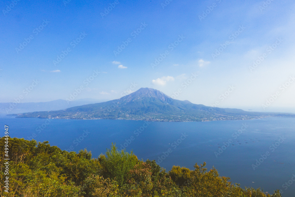 Sakurajima island view in Kagoshima prefecture.