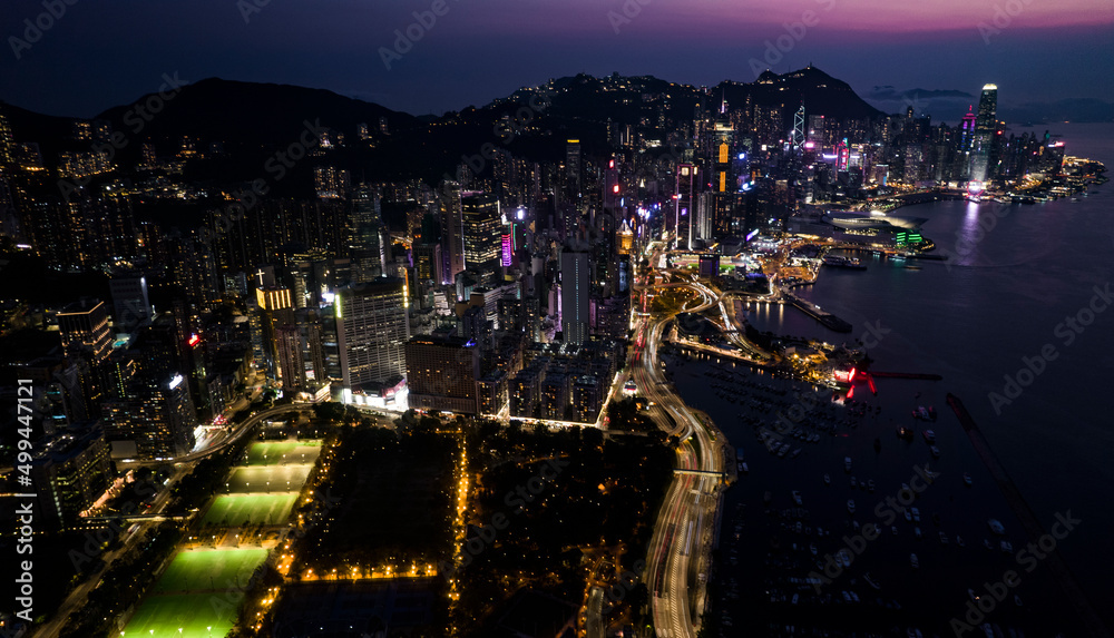 night view of Victoria harbour, Hong Kong