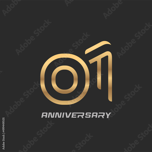 1 year anniversary celebration logotype with modern number